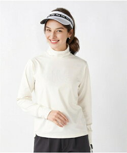 FILAGOLF スポーツウェア トップス レディース 裏起毛スムース 長袖 モックネック プルオーバー FILA GOLF 保温 UVカット 冬 トレーニング フィットネス 運動 ジム ブラック/ホワイト | M〜6L | ニッ
