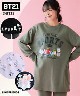【最大15%OFF SALE！9/4 20:00〜9/11 1:59まで】チュニック レディース BT21 裏起毛 春 冬 体型カバー お…