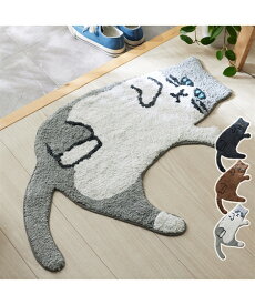 玄関マット 室内 にゃーにゃー猫 アクセント マット 春 夏 秋 冬 おしゃれ クロ/トラ/ハチ | 約 80×55cm | ニッセン nissen