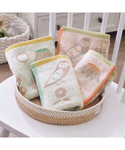 【店内全品対象★25%OFFクーポン配布中★先着1,000名限定 10/24 20時開始】フェイスタオル 無撚糸小さな森 フェイス タオル 2色4枚セット 春 夏 秋 冬 吸水 ピンク ブルー | 約 34×80cm | ニッセン nis