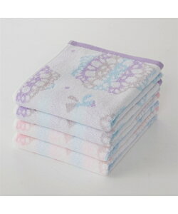 フェイスタオル 無撚糸フェイス タオル 2色4枚セット クラッシー レース 春 夏 秋 冬 吸水 イエロー×ブルー/ピンク×イエロー/ブルー×ピンク | 約 34×80cm | ニッセン nissen