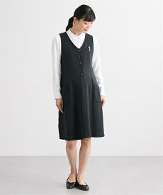 マタニティ 事務服 ラップワンピース オフィス マタニティウェア 授乳服 産前 産後 ニッセン nissen オフィス服 オフィスウエア 制服 ラージサイズ 大きいサイズ M L LL 3L サロペット ジャンスカ ジャンパースカート エプロンドレス 通勤 春 夏 秋 冬 M L LL 3L