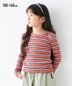 【500円OFFクーポン配布中 4/27 9:59迄】トップス・チュニック マルチボーダーリブトップス（女の子　子供服・ジュニア服） ニッセン nissen 100 110 120 130 140 150 160