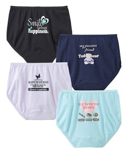 下着・インナー 4枚組 サニタリーショーツ 綿100% 365日使える 生理パンツ ジュニア 子供 女児 小学生 ニッセン nissen 140 150 160 165cm