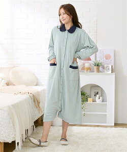 マタニティパジャマ パイル ロンパスになる 2WAY マタニティ ワンピースパジャマ ネグリジェ ルームウェア ルームワンピース 部屋着 ロンパース 前開き 長袖 授乳しやすい 綿混 出産 入院 準