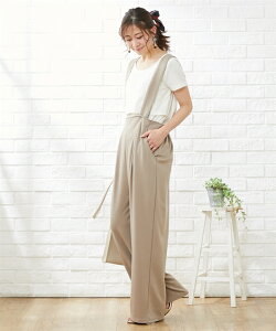 マタニティウェア・授乳服 【マタニティウエア】サロペットパンツ(産前・産後) ニッセン nissen 春服 夏服 秋服