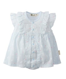 クレープ カバーオール 半袖 綿100％ コットン 夏素材 ベビー服 ベビーウエア ロンパース つなぎ 新生児 赤ちゃん ミニオール プレオール 女の子 子供 こども ニッセン nissen 70 80cm 夏服