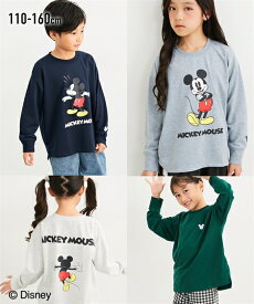 【Disney ディズニー】プリントトレーナー スウェット 薄手素材 長袖 トップス ロンT Tシャツ ミッキーマウス 男の子 女の子 キッズ 子供服 こども ニッセン QUNTSTYLE 110 120 130 140 150 160cm 春 秋服 キャラクター