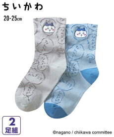 【ちいかわ】【2足組】クルー丈 ソックス 刺しゅう入り キッズ 靴下 子供 こども ニッセン QUNTSTYLE 20 21 22 23 24 25.0cm 春 夏 秋 冬 キャラクター ハチワレ うさぎ