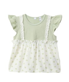 【P2倍_7/10迄】ハート柄重ね着風フリル半袖Tシャツ トップス 女の子 ベビー キッズ 子供服 こども 夏服 80 90 100cm ニッセン QUNTSTYLE