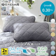 【まとめ買い最大10%OFF】リバーシブル枕パッド 同色2枚組 接触冷感×綿混タオル地 吸汗速乾 枕カバー 綿…