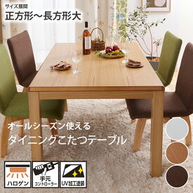 《2/10 1:59まで全品P5倍×クーポン》【ホワイト在庫限り終了】ダイニングこたつテーブル 正方形 長方形 オールシーズン使える 机 ダイニングテーブル 一人くらし ファミリー ハロゲンヒーター 手元コントローラー コタツ 秋冬 ニッセン nissen
