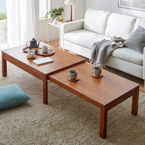 無段階で伸縮できる天然木突板リビングテーブル 伸縮テーブル ローテーブル 天然木 天然木 省スペース 来客用 ダイニング シンプル オールシーズン 春 夏 秋 冬 一人くらし 新生活 ニッセン