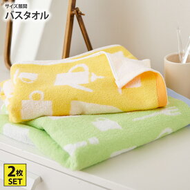 《〜11/11 1:59まで！P5倍×クーポン》バスタオル 2色セット60cm×120cm 【お買い得】普通糸クックタイム お風呂 カジュアル カラフル かわいい おしゃれ プール 綿100% 来客用 洗い替え ファミリー 新生活 nissen ニッセン