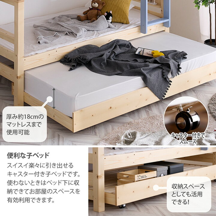 楽天市場】《4/10 1:59まで！全品P5倍×クーポン》ベッド 3段ベッド 