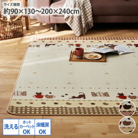 ラグ カーペット センターラグ 90×130 180×180 200×240 1畳 2畳 3畳 猫 ねこ 床暖房対応 ホットカーペット対応 洗える 秋 冬 春 子供部屋 リビング 寝室 nissen ニッセン