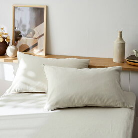 【まとめ買い最大10%OFF】まくらカバー 枕カバー 43×63cm 綿100％洗いざらし枕カバー同色2枚組（Coco　Feel）合わせ式 綿100 ドライ 吸湿性 通気性 オールシーズン 春 夏 秋 シンプル かわいい 洗い替え 来客 一人暮らし 新生活 ファミリー 子供 nissen ニッセン
