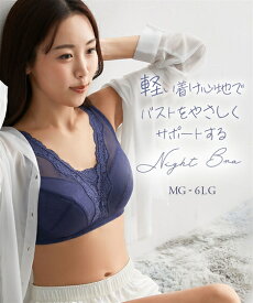 ブラジャー M L グラマーバスト やわらか おやすみレーシー ハーフトップ ニッセン 女性 下着 レディース ブラジャー 楽 ナイトブラ 脇高 ノンワイヤー