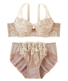 ブラショーツセット (B70/M-D80/L) ニッセン いでよ 谷間 ブラジャー ショーツセット (フロラシオンレース) 女性 下着 レディース ブラショーツ 盛り 小胸