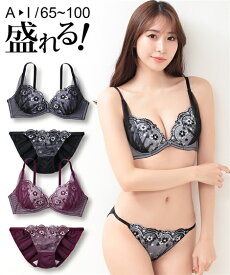 ブラジャー＆ショーツセット ニッセン 大きいサイズ ラメフラワーアーチ ブラジャー ショーツセット 女性 下着 レディース ブラショーツ セクシー (G85/LL-H100/5L)