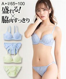 ブラジャー＆ショーツセット ニッセン 脇高 マカロンカラー総レースデザイン ブラジャー ショーツ セット 女性 下着 レディース ブラショーツセット (G70/M-I75/L)