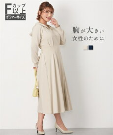 ワンピース M L LL 3L ニッセン 【大きい胸専用】綿混 裏毛 パーカーワンピース (ポケット付) 女性 レディース ワンピース 長袖 カジュアル 可愛い ワンピ