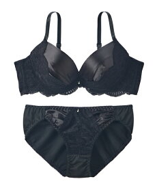 ブラショーツセット (B85/LL-I95/4L) ニッセン 大きいサイズ 脇高 ドレッシーサテンレース ブラショーツ 女性 下着 レディース ブラジャー ショーツ セット 可愛い