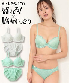 ブラショーツセット (A85/LL-I95/4L) 大きいサイズ ニッセン 脇高 レースアップ ブラショーツ 女性 下着 レディース ブラジャー ショーツ セット 可愛い 脇高ブラ