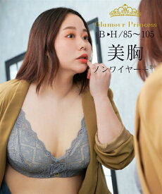 ブラジャー (B85-H105) 大きいサイズ ニッセン グラマープリンセス 美胸 ノンワイヤーブラジャー プラス 女性 下着 レディース ノンワイヤーブラ 脇高