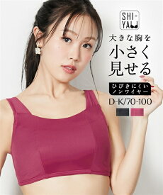 ブラジャー (F70-K95) 大きいサイズ ニッセン 【大きい胸】 胸を小さく見せる ひびきにくい ノンワイヤーブラジャー 谷間カバー 女性 下着 レディース