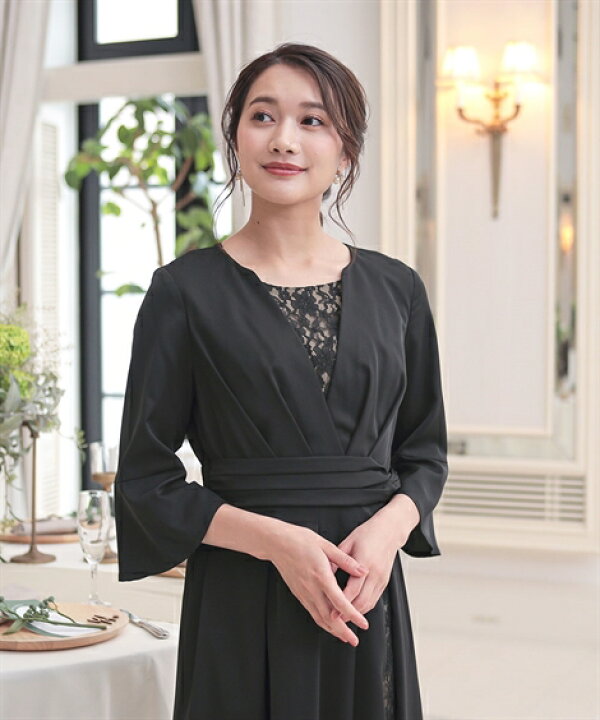 S ～ 4L 】プラスサイズ かわいい 袖あり パーティードレス 二次会 パーティードレス 結婚式 ママコーデ レース 袖つき 大きいサイズ  大きいサイズ おしゃれ かわいい 人気 最新 楽ちん 着やせ 細見えワンピース お宅で洗える！パーティードレス 結婚式 服装 袖あり 大きいサイズ お呼ばれ フォーマル ドルマンスリーブ 同窓会 入学式 親族 ワ