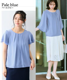＼30％OFFクーポン配布中／《サイズ交換無料》トップス ブラウス レディース 夏 半袖 七分袖 洗える UVカット スーツ インナー 裏地付 透けにくい S-10L 大きいサイズ ジョーゼット フレアブラウス 通勤 オフィス ビジネス 体型カバー きれいめ 春夏秋冬