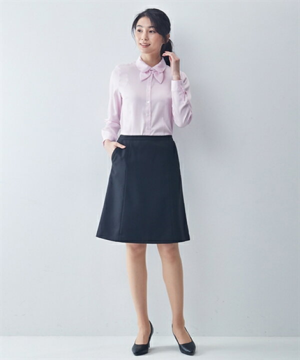 楽天市場 サイズ交換無料 事務服 制服 トップス シャツ ブラウス レディース 大きいサイズ S 10l 洗える パウダーサテン 抗菌防臭 リボンタイ フリルタイ付 ニッセン V0 通勤 オフィス 企業 7days Life Styling By Nissen