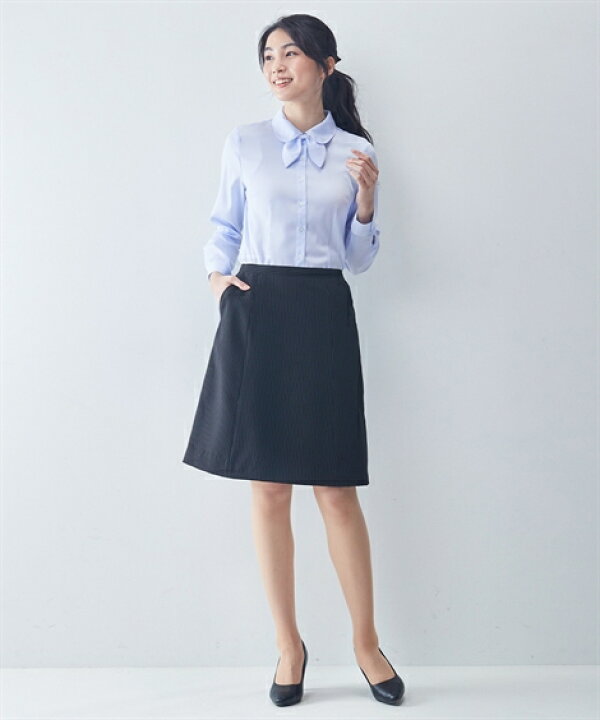楽天市場 サイズ交換無料 事務服 制服 トップス シャツ ブラウス レディース 大きいサイズ S 10l 洗える パウダーサテン 抗菌防臭 リボンタイ フリルタイ付 ニッセン V0 通勤 オフィス 企業 7days Life Styling By Nissen