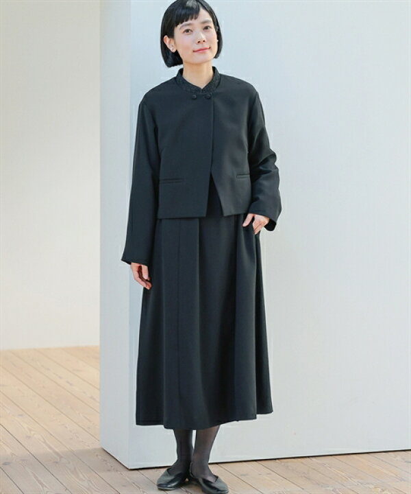 新品☆4L喪服礼服ナチュラルおしゃれフォーマル黒アンサンブル◯◯D483  
