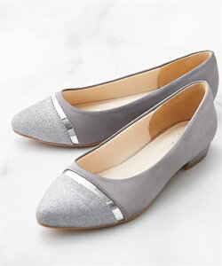 《サイズ交換無料》 レディース 靴 パンプス ゆったり幅広 ラメ切り替え 低反発中敷 ワイズ4E ニッセン 7days ac0