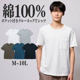 トップス Tシャツ 半袖 すっきりシルエットに見せる！ お腹ゆったり セルフフィット ポケット付 M-10L ベーシックカラー 大きいサイズ メンズ ニッセン