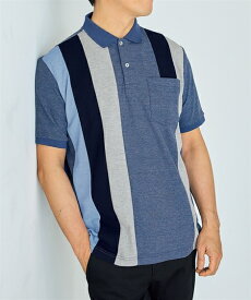 ポロシャツ 半袖 メンズ M-10Lサイズ 縦切替デザイン カノコ 3L以上お腹ゆったり オリジナル設計 セルフフィット 大きいサイズ ニッセン