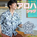 アロハシャツ オーバーサイズ 五分袖 綿100% オープンカラー 5分袖シャツ フォト柄 M-10L 大きいサイズ メンズ ニッセン nissen