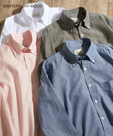 トップス・ワイシャツ 大きいサイズ CANTERBURY WOOD（カンタベリーウッド）ボタンダウンシャツ 綿100% オックス 無地 長袖 メンズ 3L-5L ニッセン