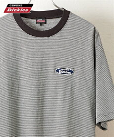 Tシャツ 半袖 クルーネック Tシャツ ジェニュイン ディッキーズ 綿100% ボーダー 大きいサイズ メンズ ブラック/ブルー M-5L ニッセン nissen