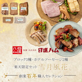 ハム ギフト 送料無料 詰め合わせ ハム ギフト おすすめ 高級ハム 日進ハム 内祝い 御祝い 御礼 誕生日プレゼント 「東京麻布 ブロック＋ホテルソーセージ5種 楽天限定セット雪月風花」クーポン メッセージカード