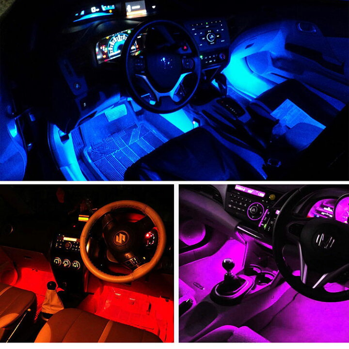 楽天市場 車用ledテープ Ledテープライト Rgb 調色調光 音に反応 カーチャージャー式 Usb式 車内装飾用 防水 全8色に切替 高輝度 車用イルミネーション 足下照明 リモコン付き Nissin Lux