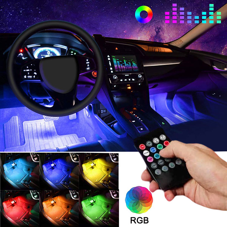 車用LEDテープ LEDテープライト RGB 調色調光 音に反応 カーチャージャー式 USB式 車内装飾用 防水 全8色に切替 高輝度  車用イルミネーション 足下照明 リモコン付き NISSIN LUX