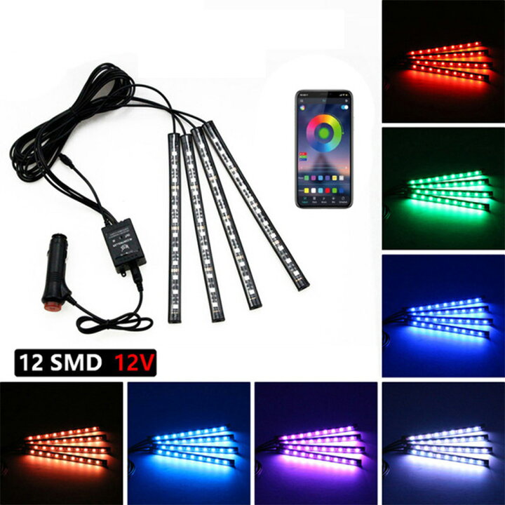 楽天市場 車用ledテープ Ledテープライト48灯 Rgb 調色調光 音に反応 カーチャージャー式 Usb式 車内装飾用 防水 全8色に切替 高輝度 車用イルミネーション 足下照明 App操作 Nissin Lux