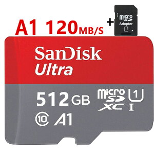 microSDJ[h 512GB SanDisk microSDXC 512GB 120MB/b AvœK A1Ή UHS-1  COpbP[W SDJ[hϊA_v^[t 