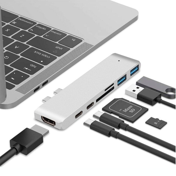 楽天市場】MacBook 4K HDMI USB-C PD給電 データ転送 2 USB 3.0 Macbook Pro 2019 / 2018 / 2017 / / MacBook Air / 2018 に対応 Type C 変換アダプタ 7in1 : NISSIN LUX