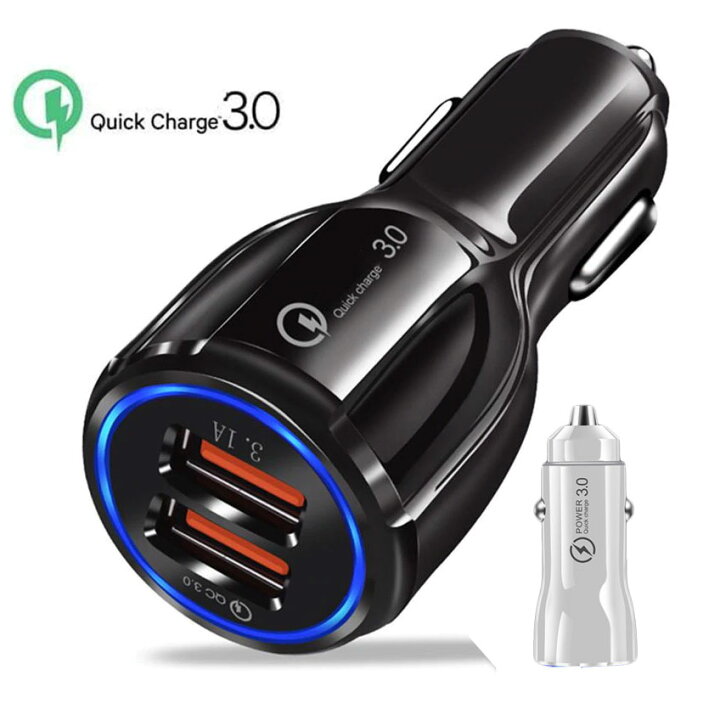 楽天市場 シガーソケット Usb 急速qc3 0対応 カーチャージャー24v 12v 小型 スマホ 携帯 充電器 車 ２ポート 急速充電 6 1a 2連 Ledライト付きシガーソケット Nissin Lux