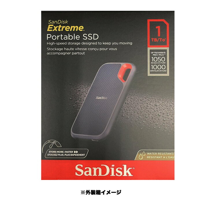 楽天市場】SanDisk SSD 外付け 1TB USB3.2Gen2 読出最大1050MB/秒 防滴  
