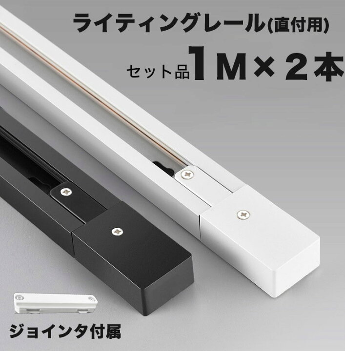 楽天市場】ダクトレール 黒 白 1m×2本組 2m ジョインタ付属 直付専用型 